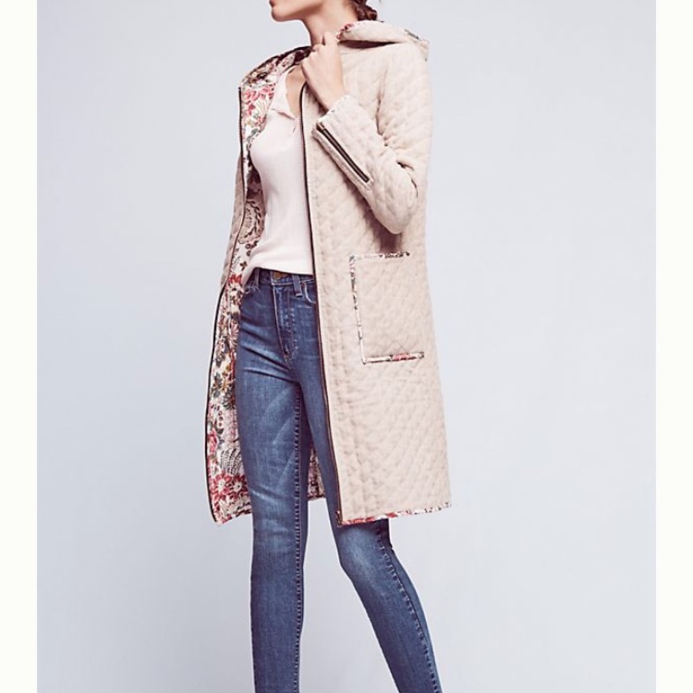 Anthropologie - Reversible Quilted Linen Coat by Flannel